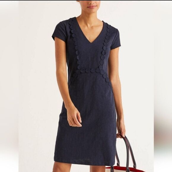 Boden Saskia Jersey Trim Shortsleeve Dress 16/ 18R - Picture 1 of 8